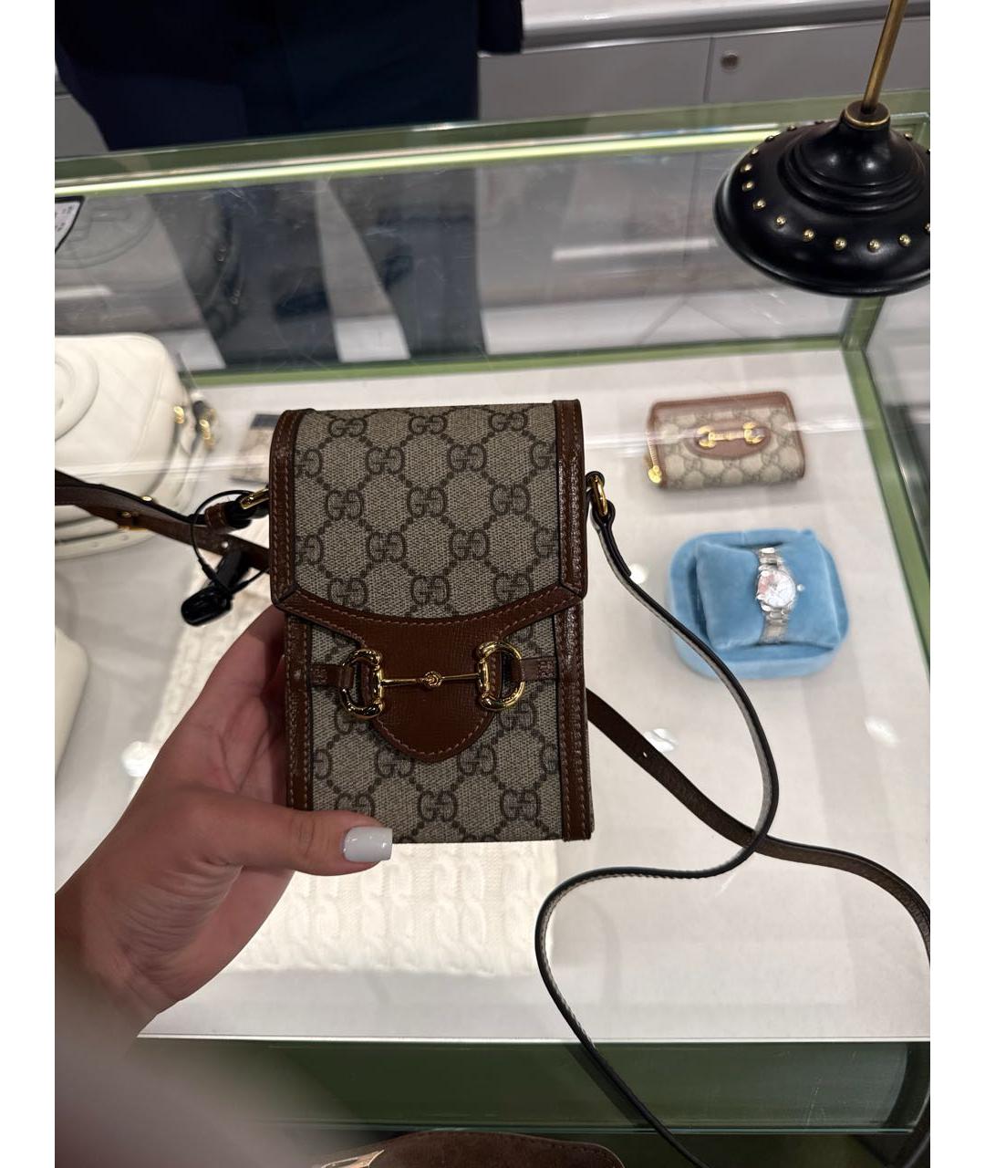 GUCCI Бежевая кожаная сумка через плечо, фото 3