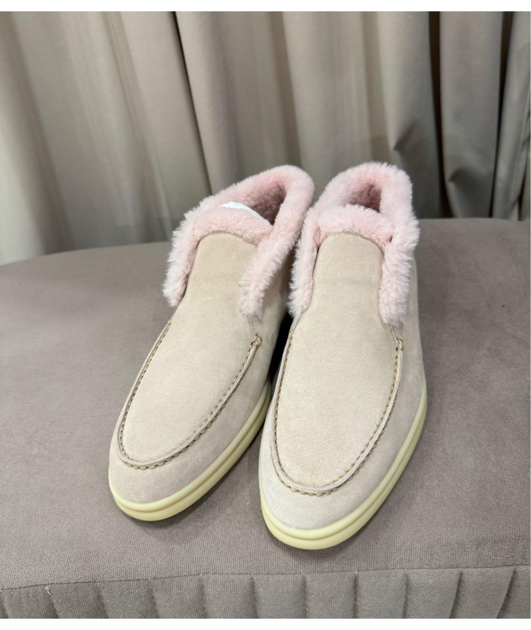 LORO PIANA Розовые замшевые ботинки, фото 2