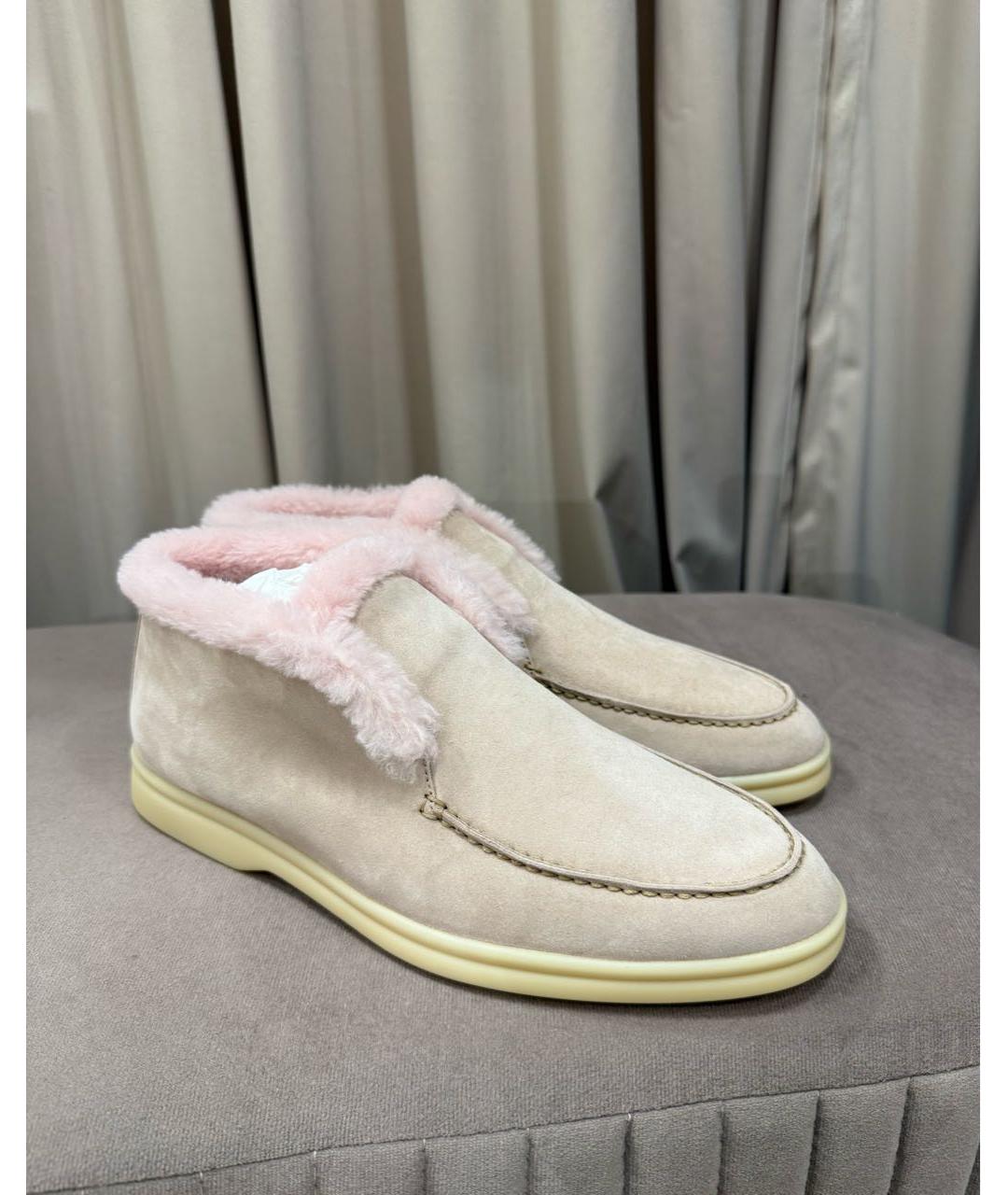 LORO PIANA Розовые замшевые ботинки, фото 3