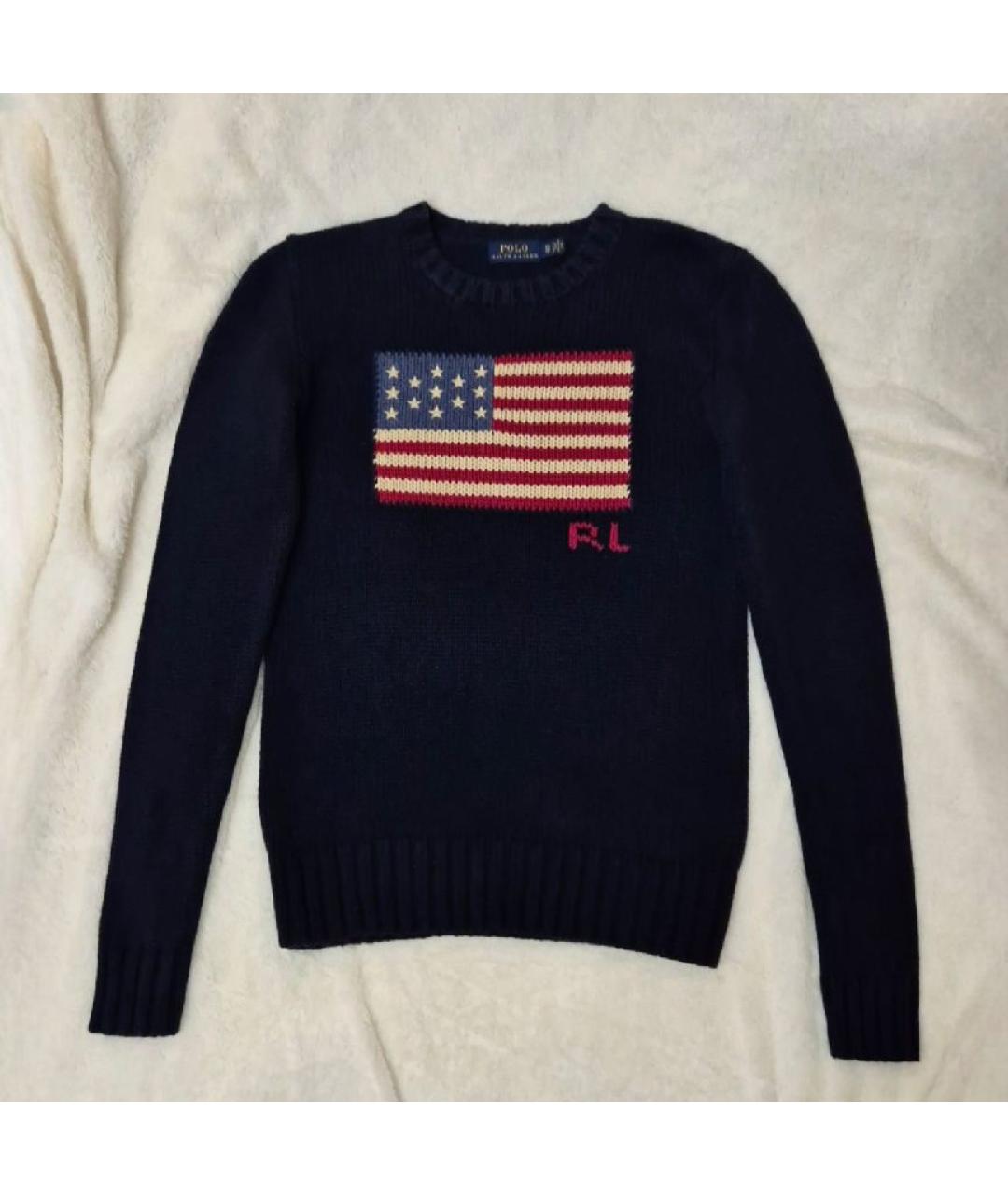 POLO RALPH LAUREN Темно-синий хлопковый джемпер / свитер, фото 5