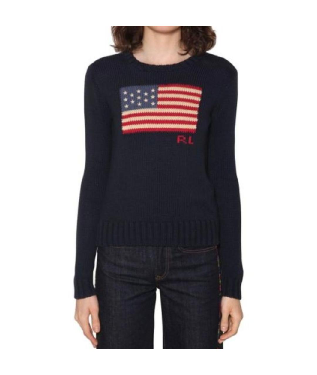 POLO RALPH LAUREN Темно-синий хлопковый джемпер / свитер, фото 4