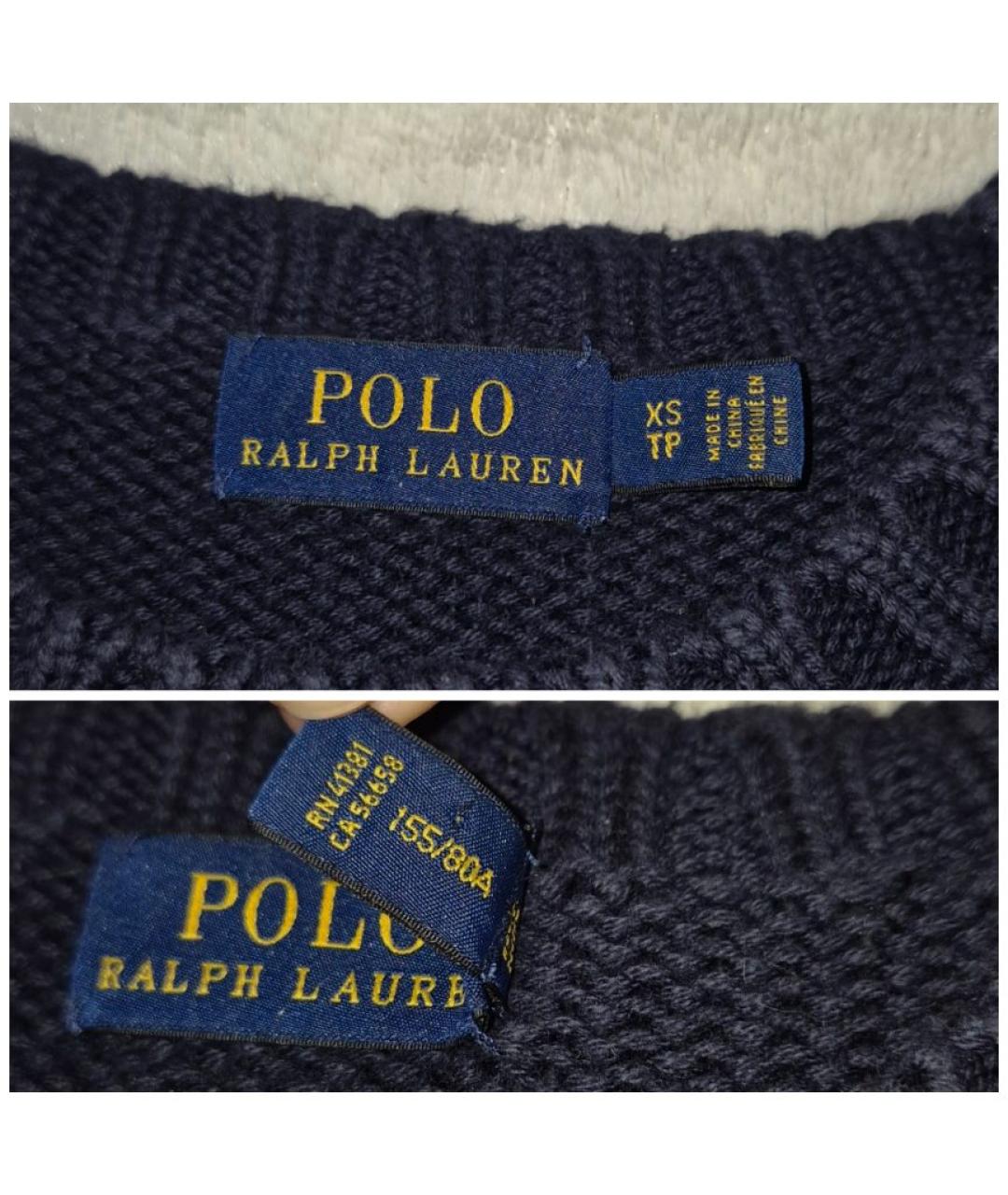 POLO RALPH LAUREN Темно-синий хлопковый джемпер / свитер, фото 6