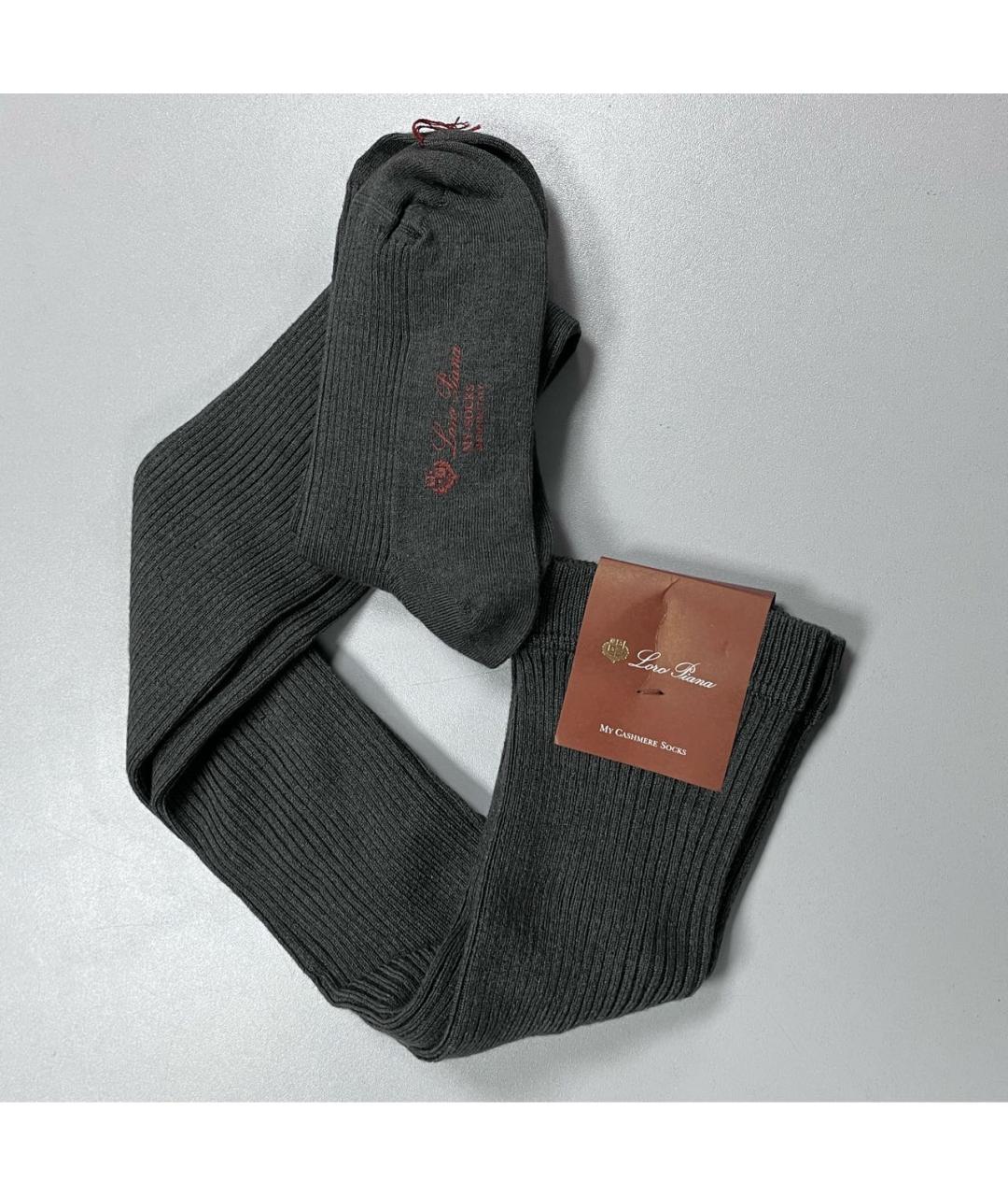 LORO PIANA Антрацитовые носки, чулки и колготы, фото 4