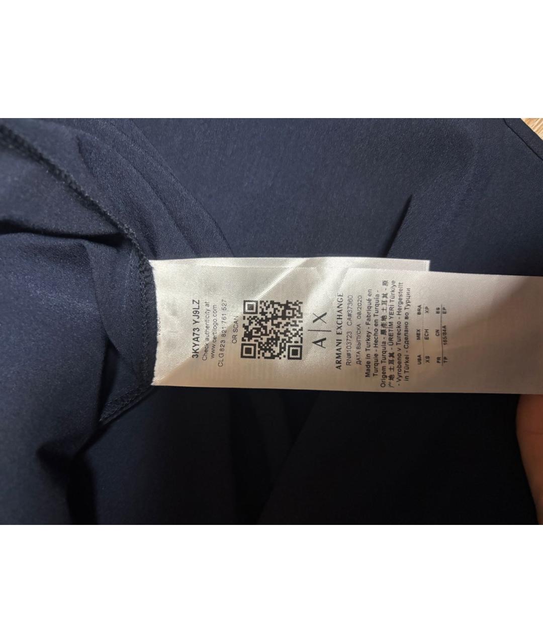 ARMANI EXCHANGE Темно-синее вискозное повседневное платье, фото 7