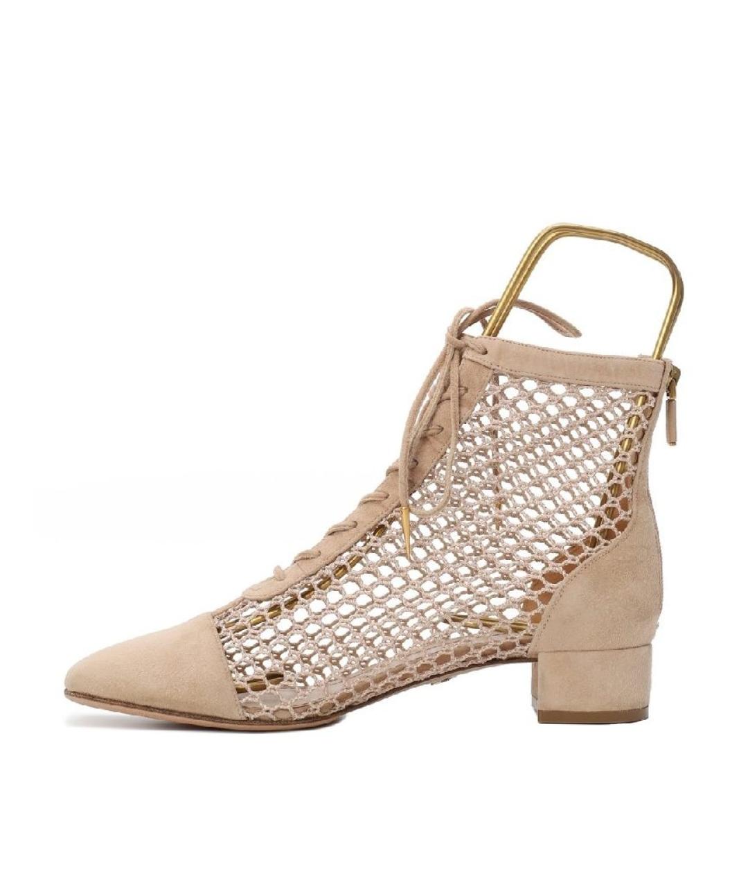 CHRISTIAN DIOR Бежевые замшевые ботильоны, фото 7