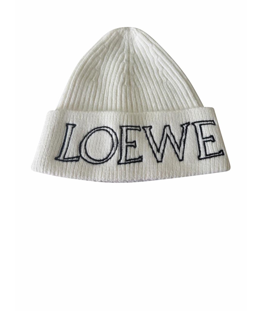 LOEWE Белая кашемировая шапка, фото 1
