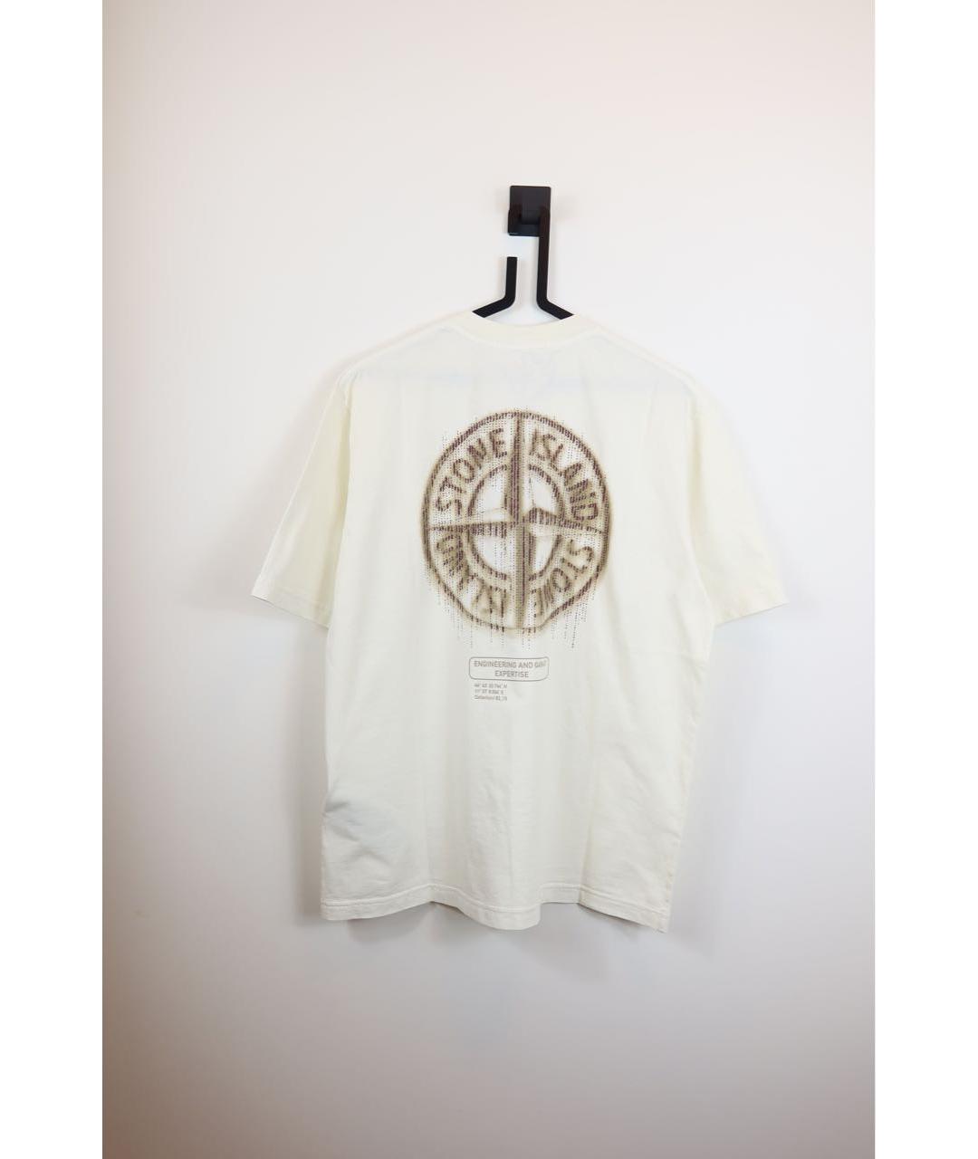 STONE ISLAND Бежевая хлопковая футболка, фото 3