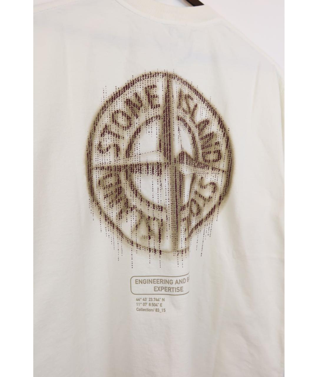 STONE ISLAND Бежевая хлопковая футболка, фото 4