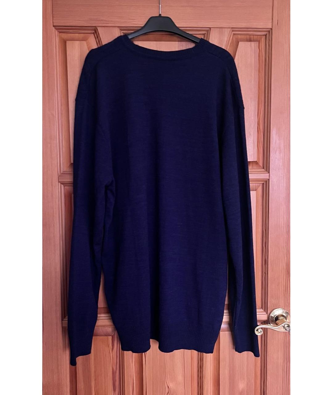 EMPORIO ARMANI Темно-синий шерстяной джемпер / свитер, фото 2