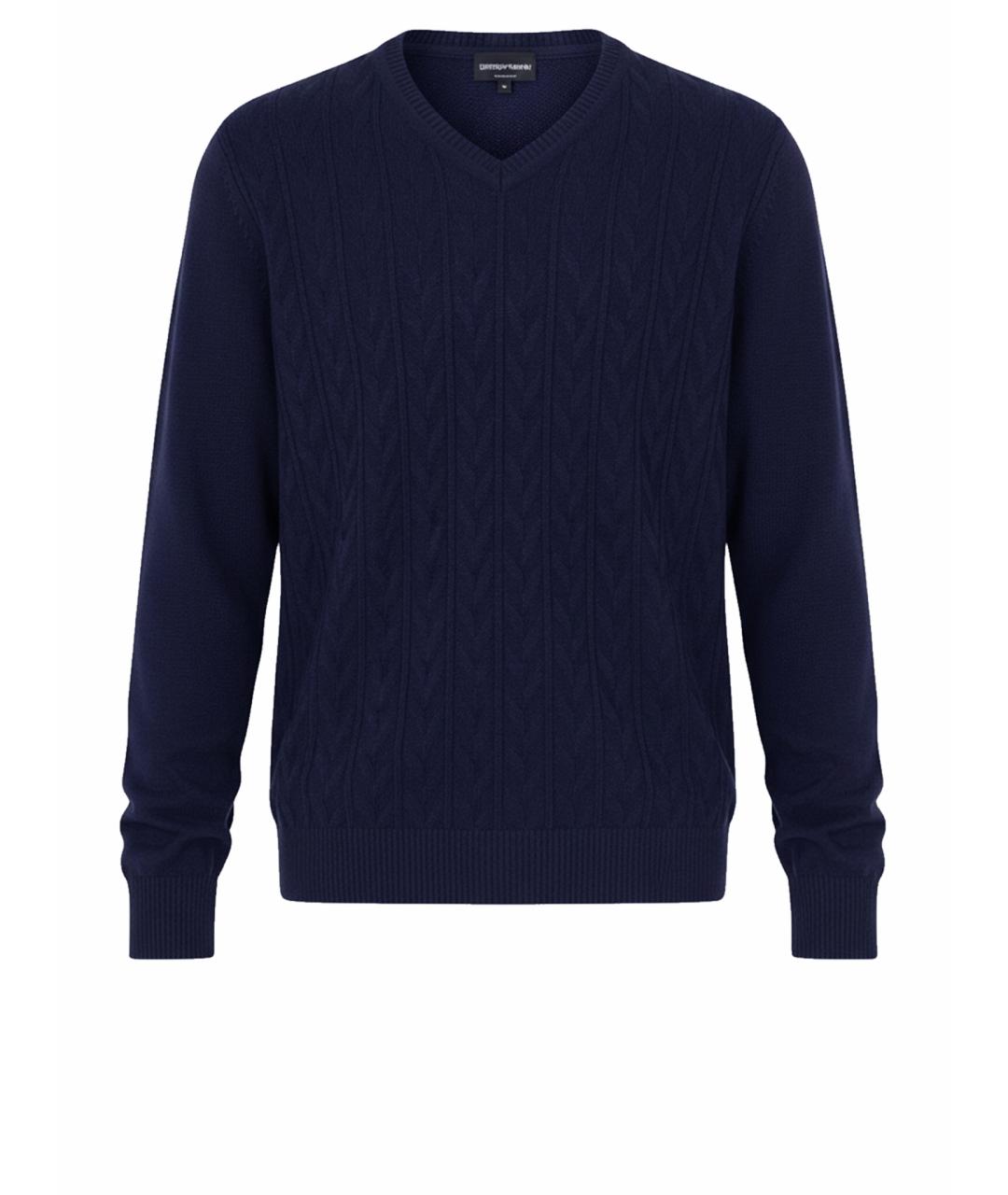 EMPORIO ARMANI Темно-синий шерстяной джемпер / свитер, фото 1