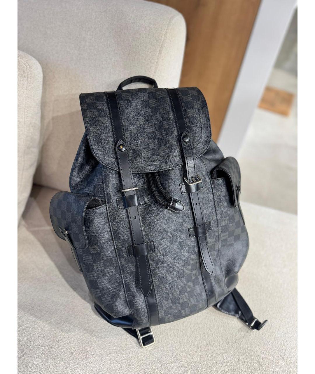 LOUIS VUITTON Серый кожаный рюкзак, фото 3