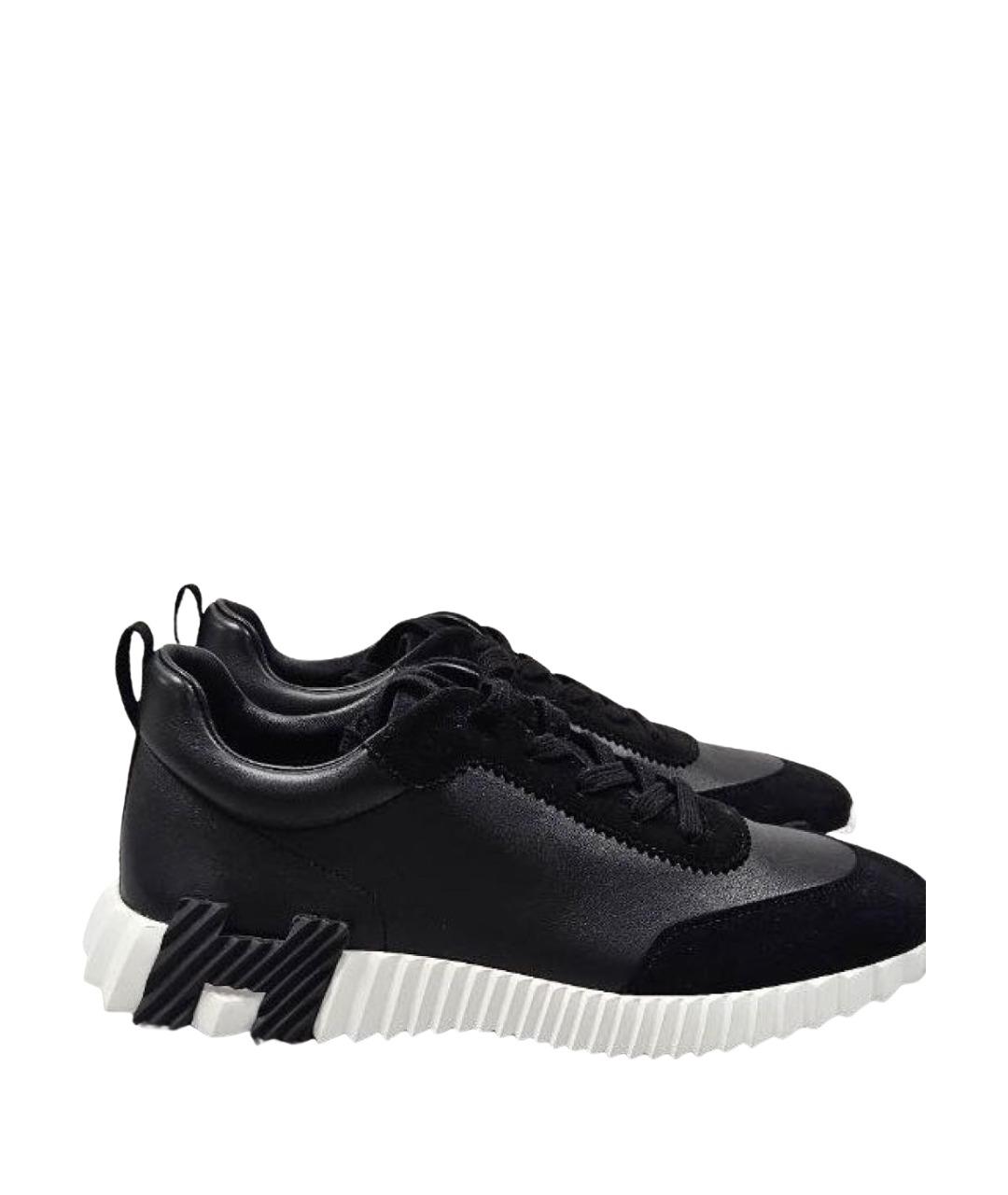 HERMES Черные кожаные высокие кроссовки / кеды, фото 1