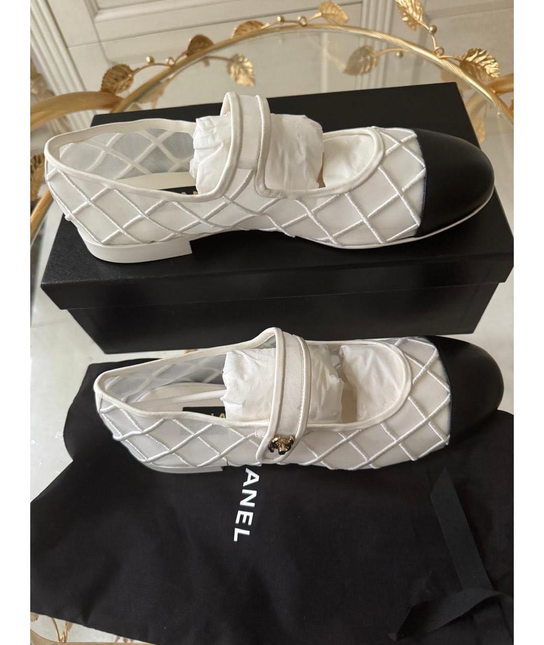 CHANEL Белые текстильные балетки, фото 4