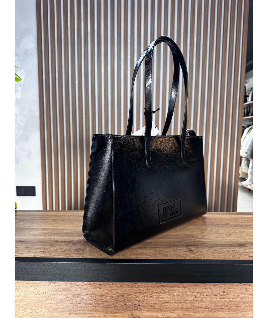 KARL LAGERFELD Черная сумка тоут из искусственной кожи, фото 2