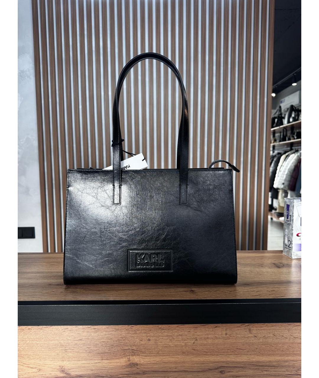 KARL LAGERFELD Черная сумка тоут из искусственной кожи, фото 5