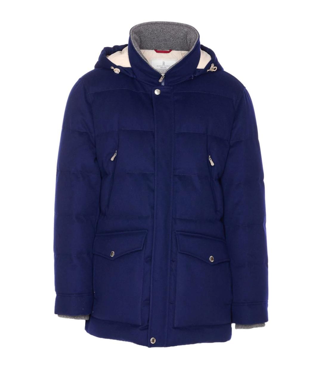 BRUNELLO CUCINELLI Темно-синий шерстяной пуховик, фото 3