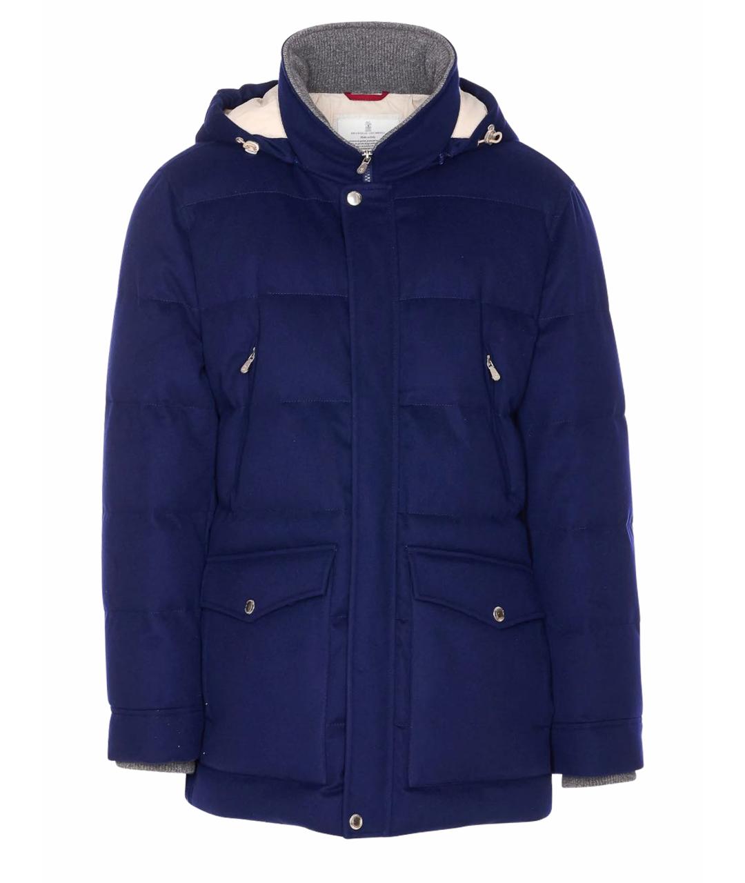 BRUNELLO CUCINELLI Темно-синий шерстяной пуховик, фото 1