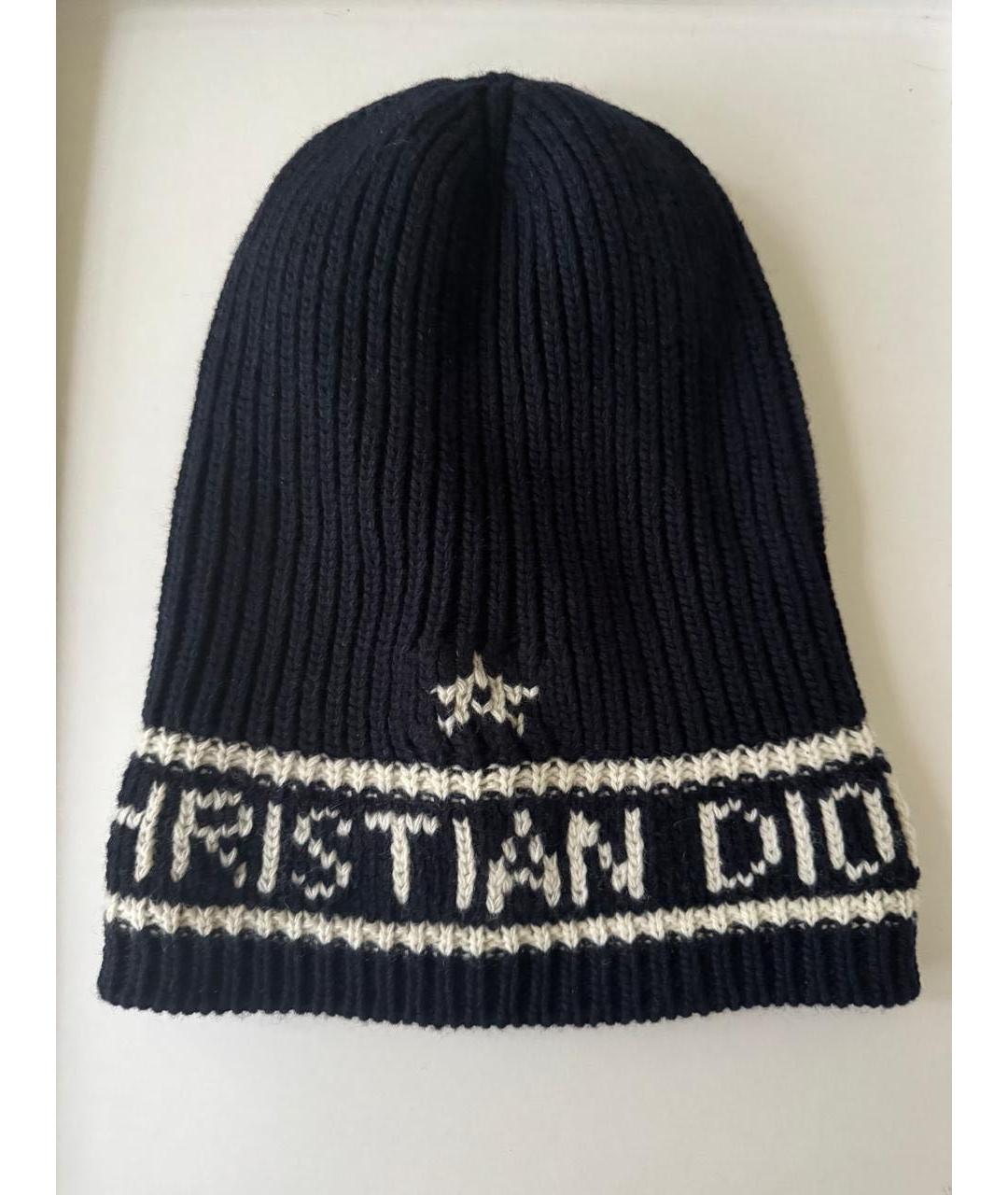 CHRISTIAN DIOR Темно-синяя шерстяная шапка, фото 4