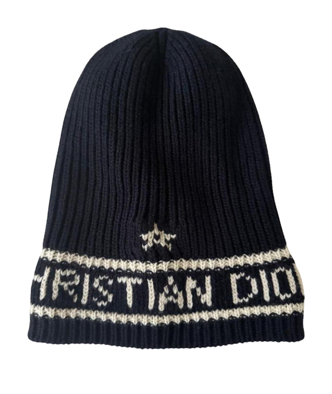 CHRISTIAN DIOR Темно-синяя шерстяная шапка, фото 1