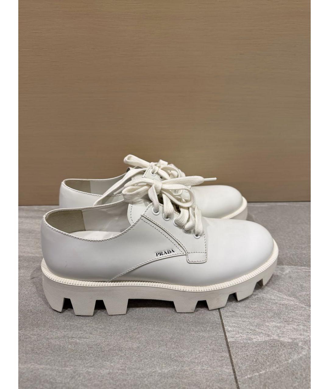 PRADA Белые кожаные брогги и оксфорды, фото 7