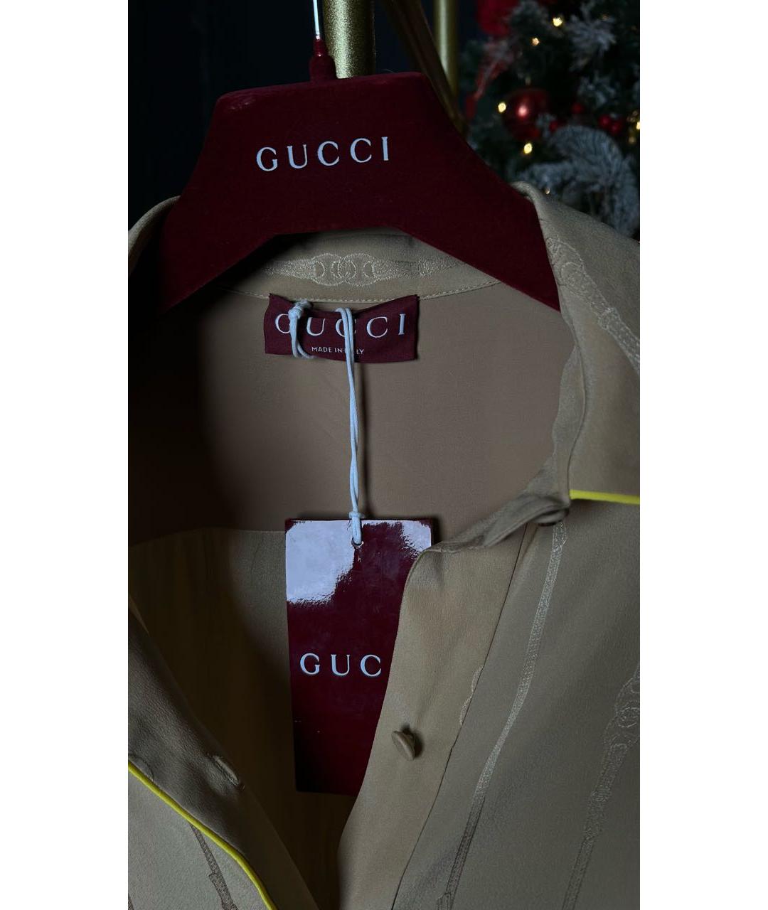 GUCCI Бежевое шелковое повседневное платье, фото 3
