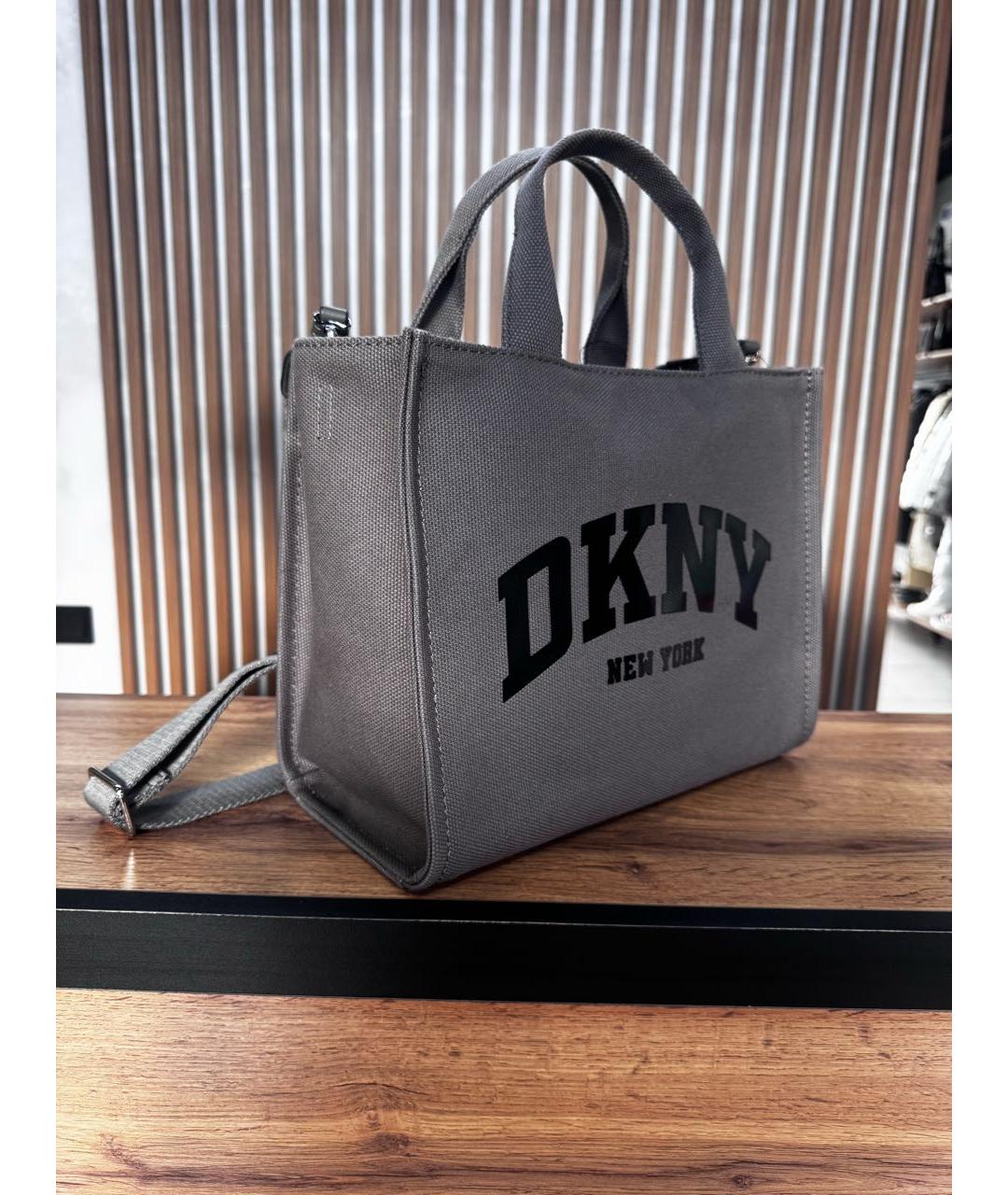 DKNY Серая хлопковая сумка с короткими ручками, фото 2