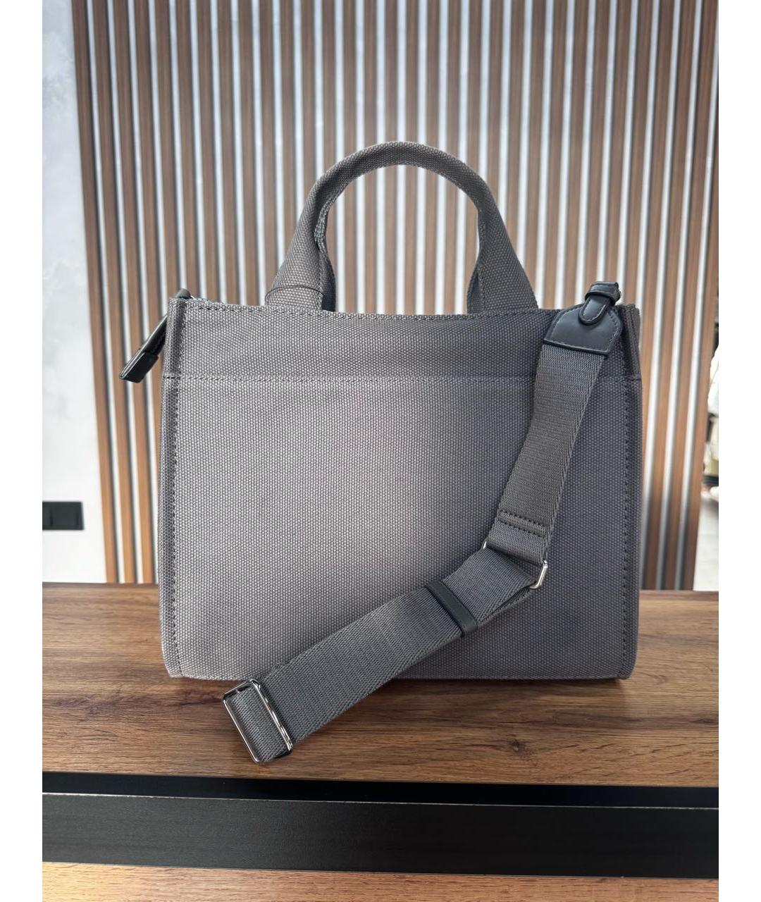 DKNY Серая хлопковая сумка с короткими ручками, фото 3