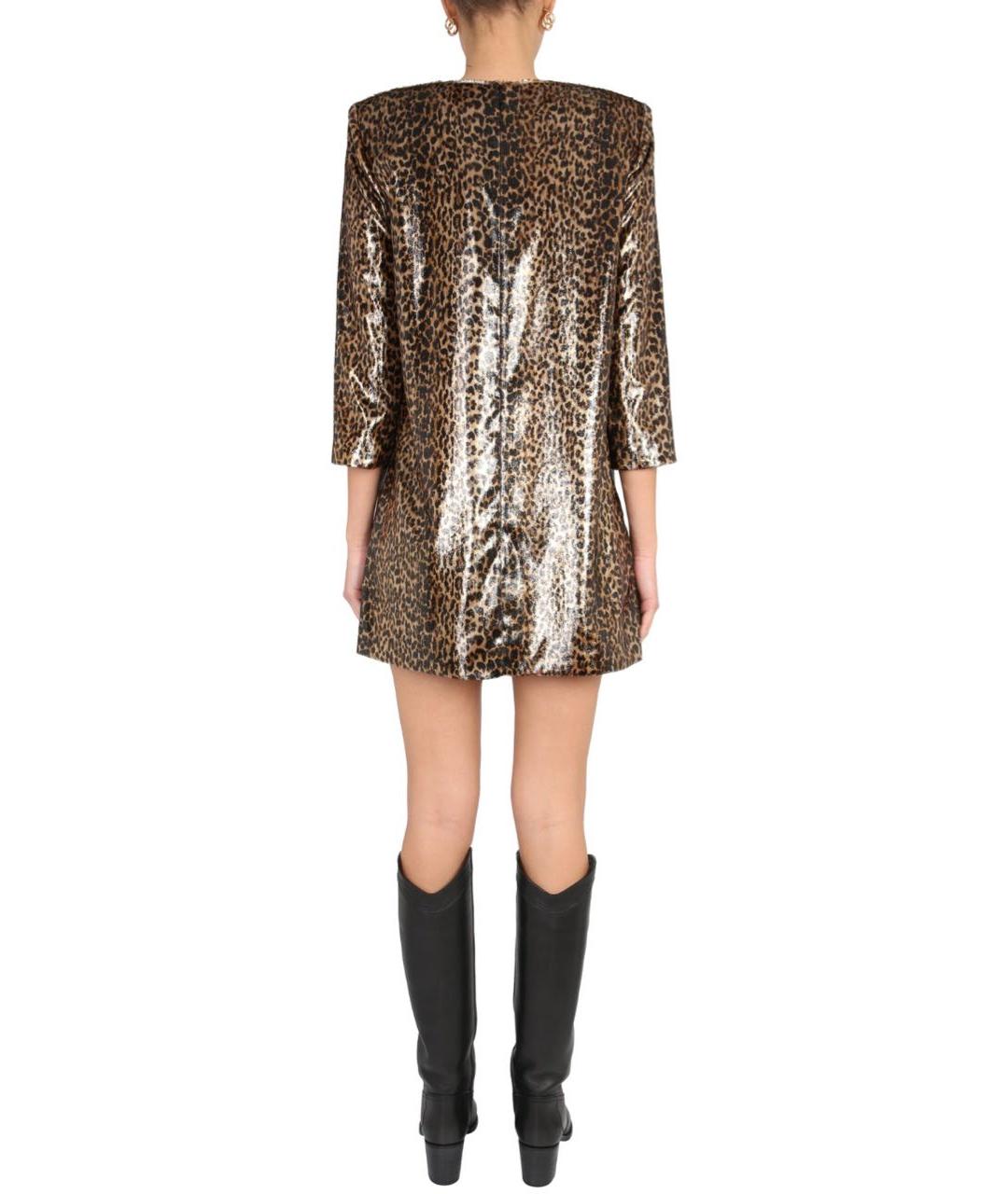 SAINT LAURENT Коричневое полиэстеровое платье, фото 5