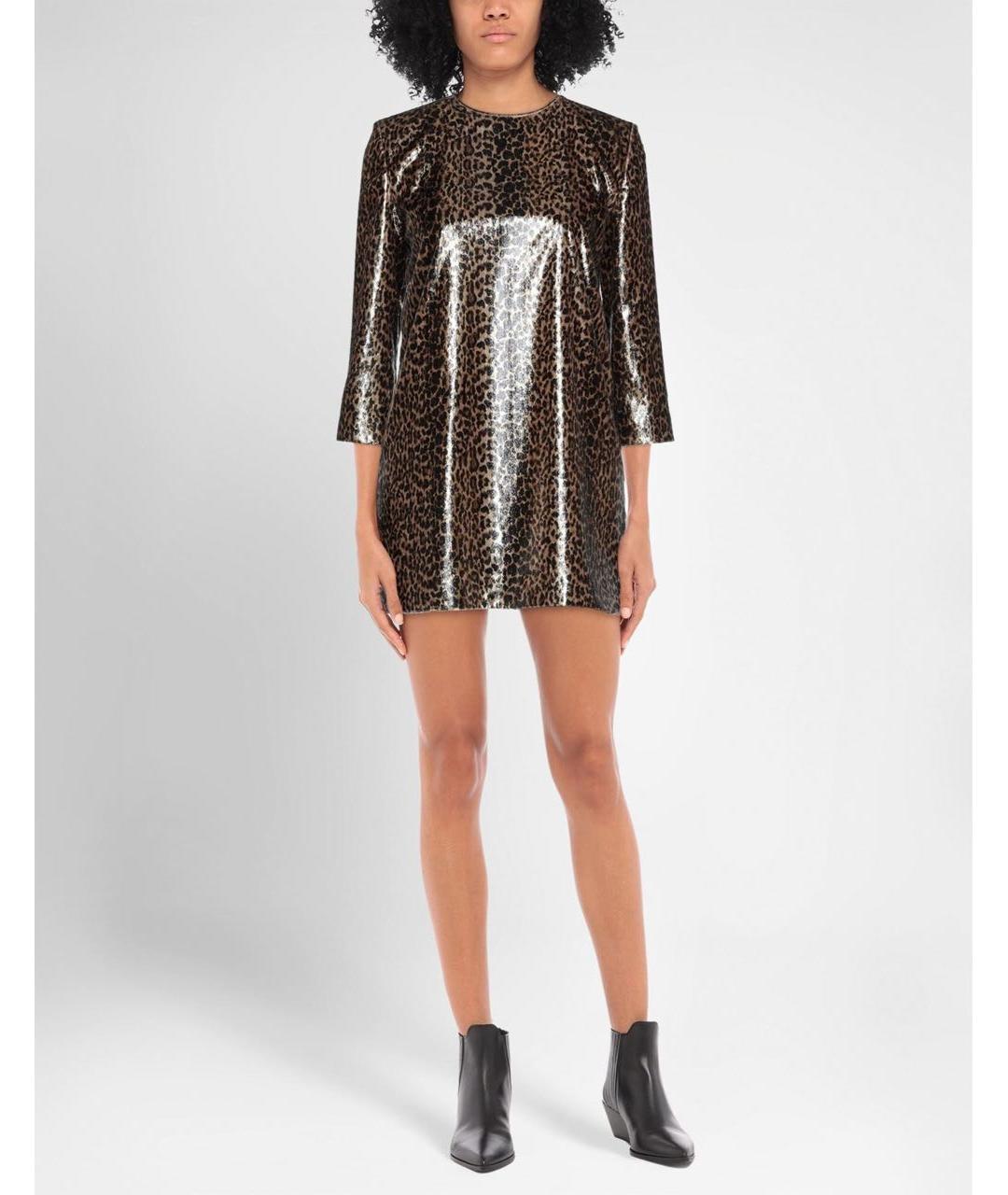 SAINT LAURENT Коричневое полиэстеровое платье, фото 7