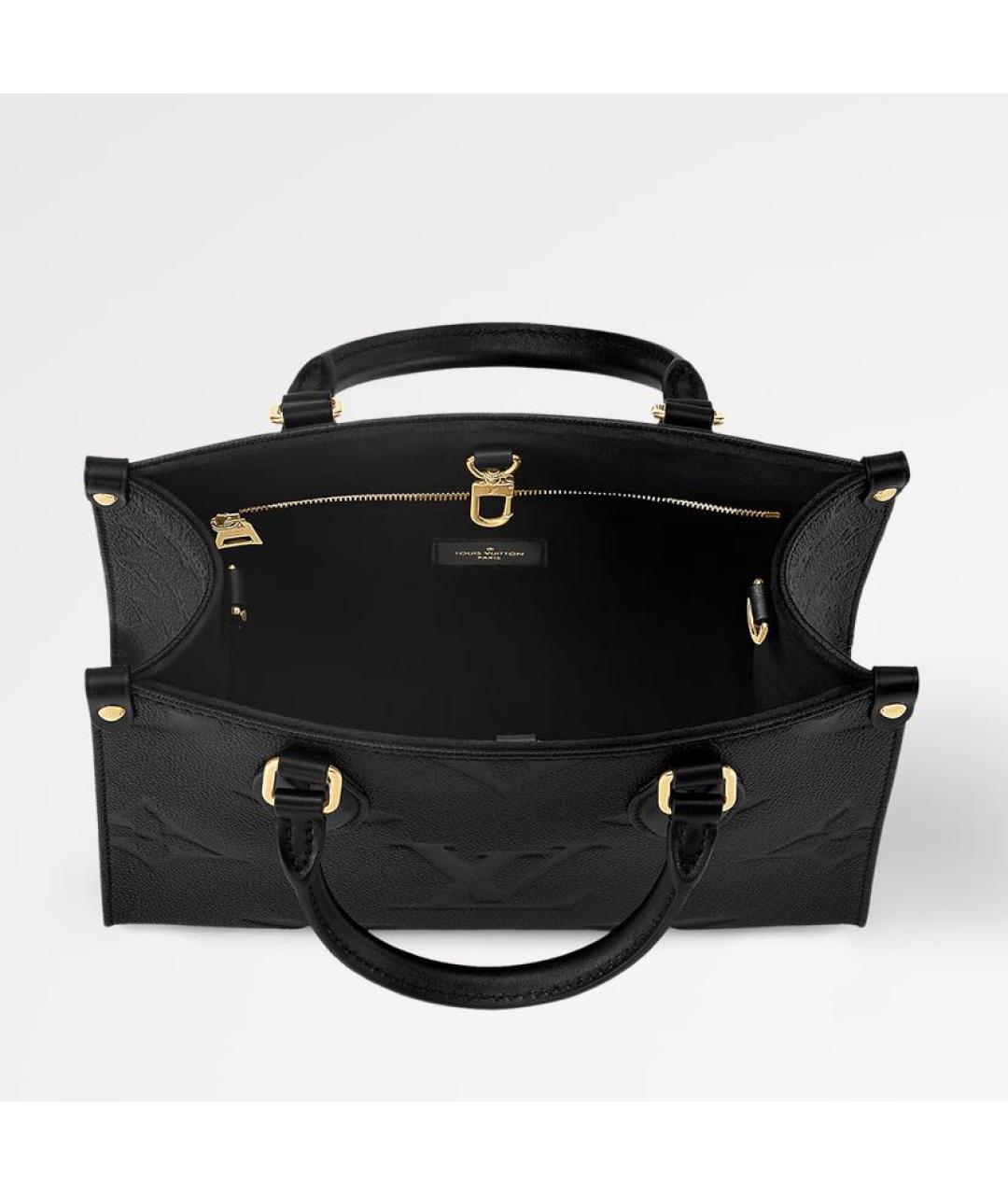 LOUIS VUITTON Черная кожаная сумка тоут, фото 4