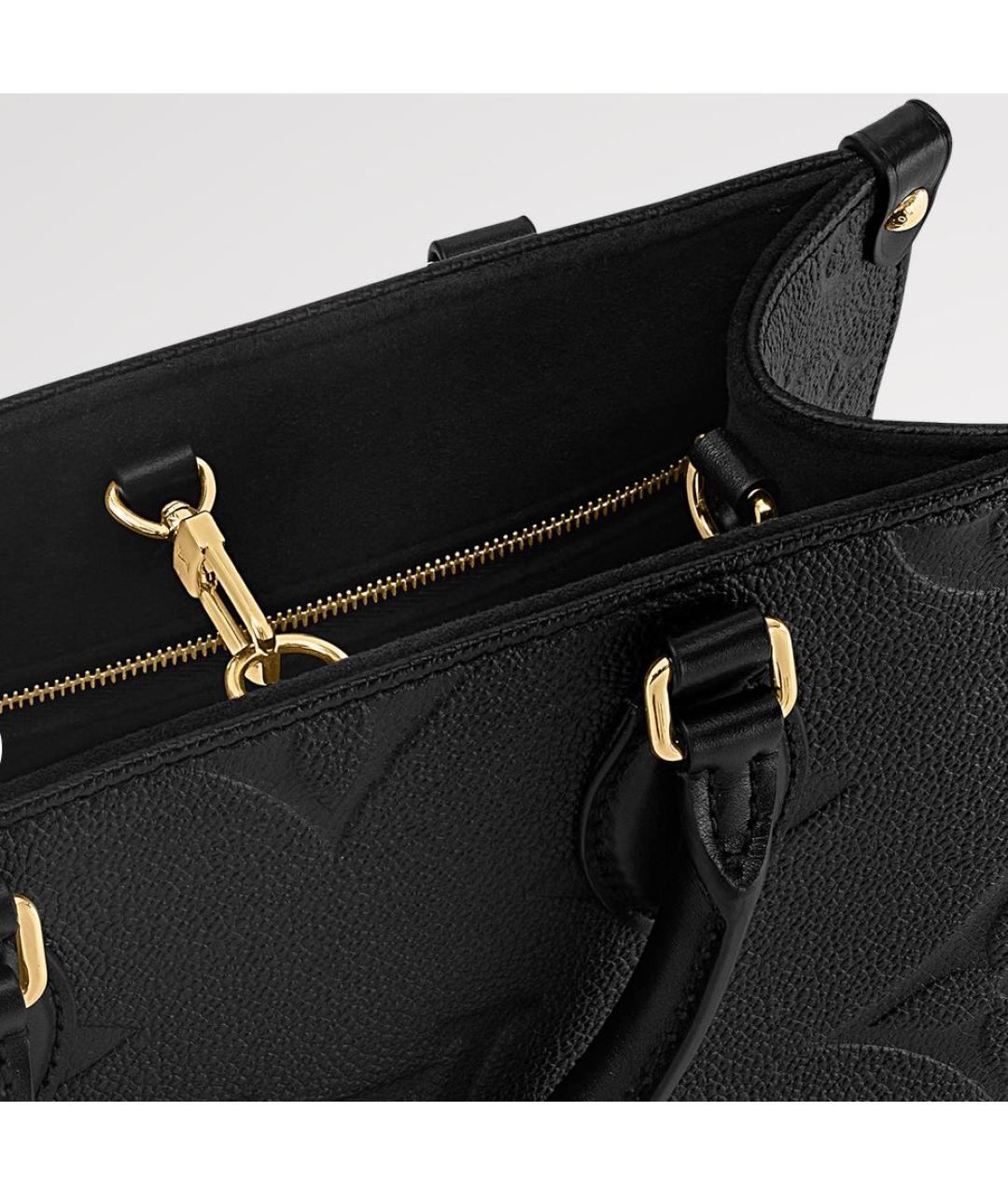 LOUIS VUITTON Черная кожаная сумка тоут, фото 5