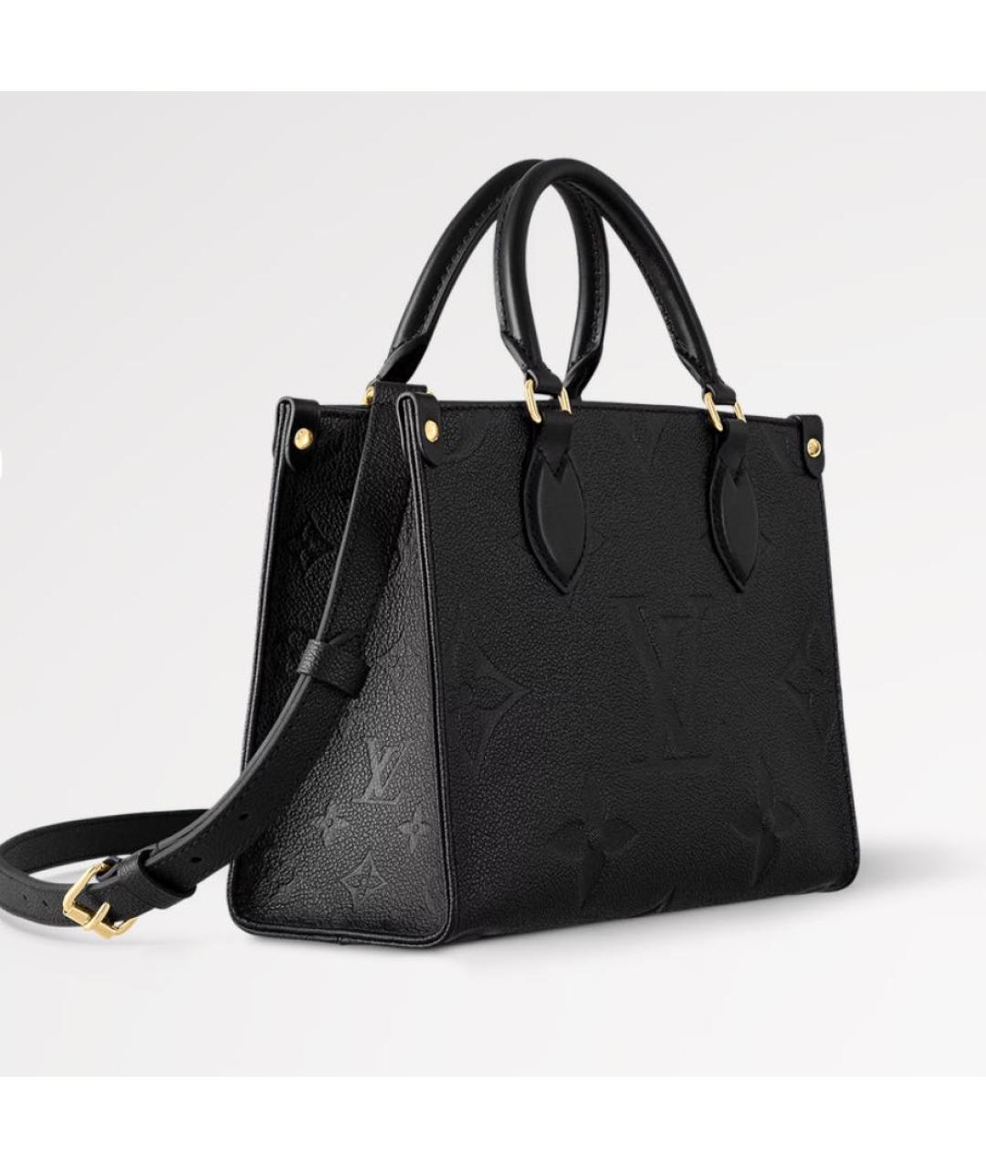 LOUIS VUITTON Черная кожаная сумка тоут, фото 3