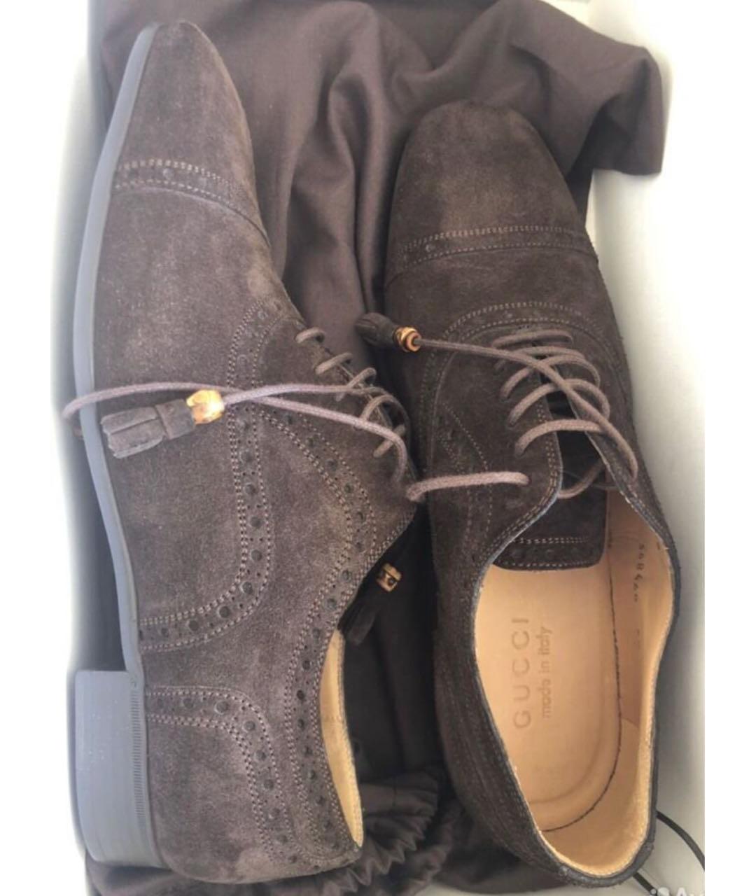 GUCCI Коричневые замшевые туфли, фото 3