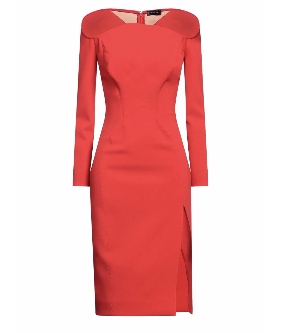 MUGLER Красное полиэстеровое коктейльное платье, фото 1