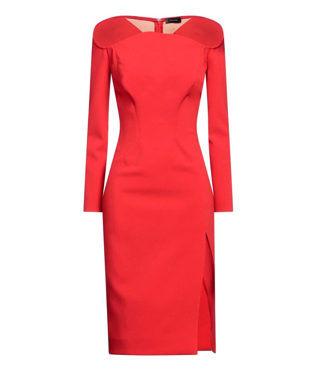 MUGLER Красное полиэстеровое коктейльное платье, фото 6