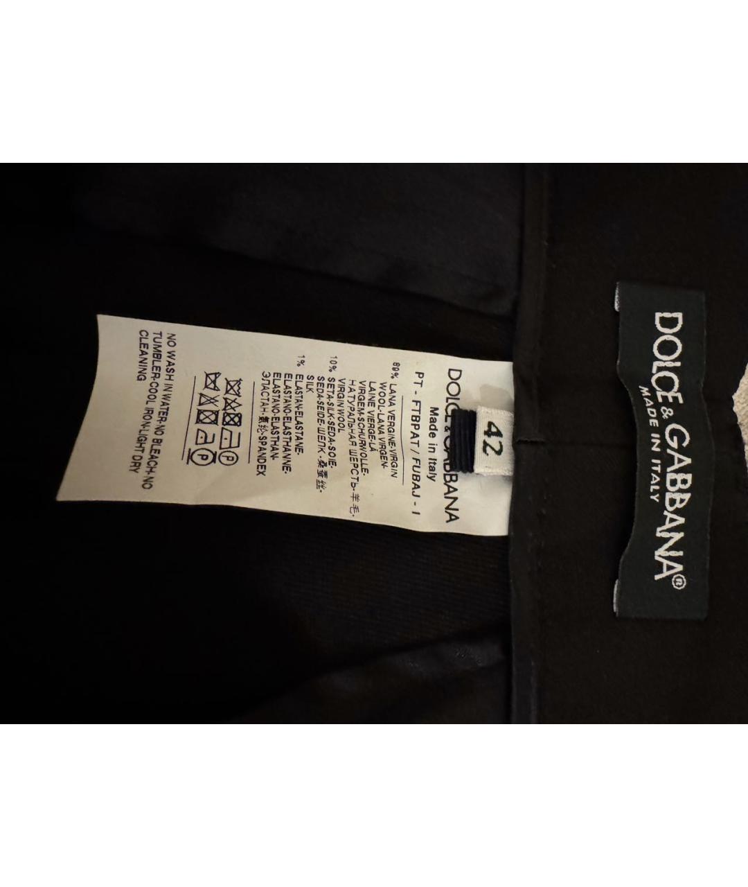 DOLCE&GABBANA Черные шерстяные прямые брюки, фото 4