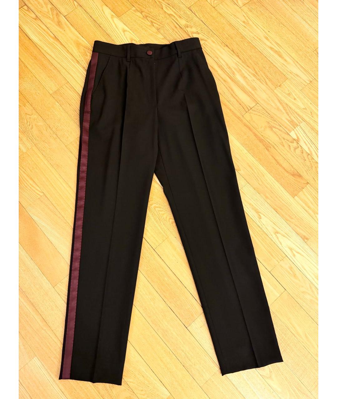 DOLCE&GABBANA Черные шерстяные прямые брюки, фото 5