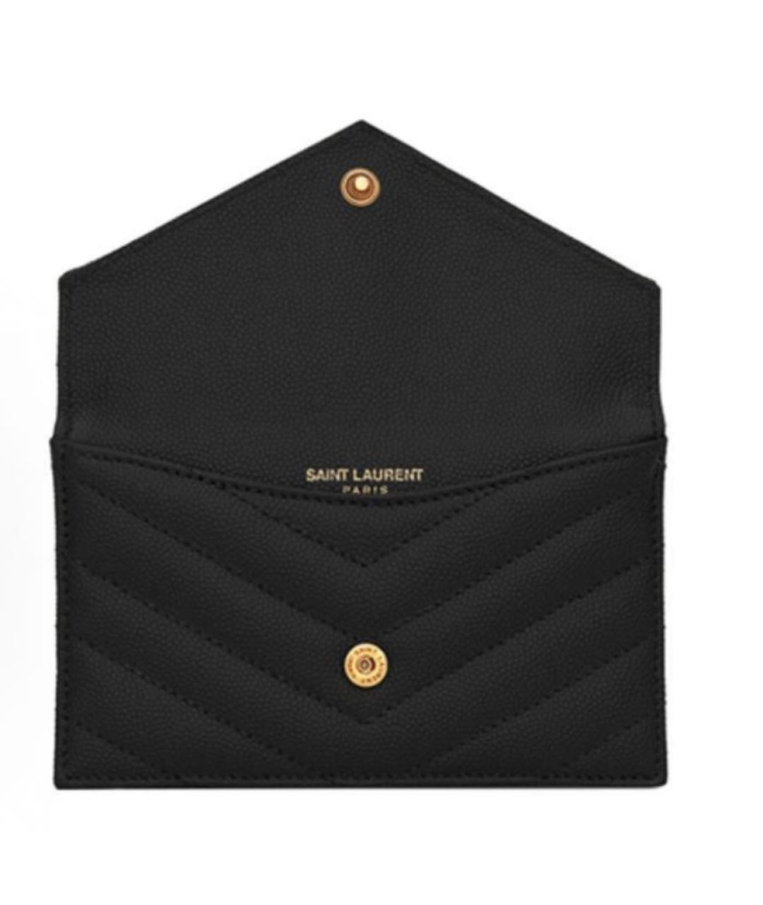 SAINT LAURENT Черный кожаный кошелек, фото 3