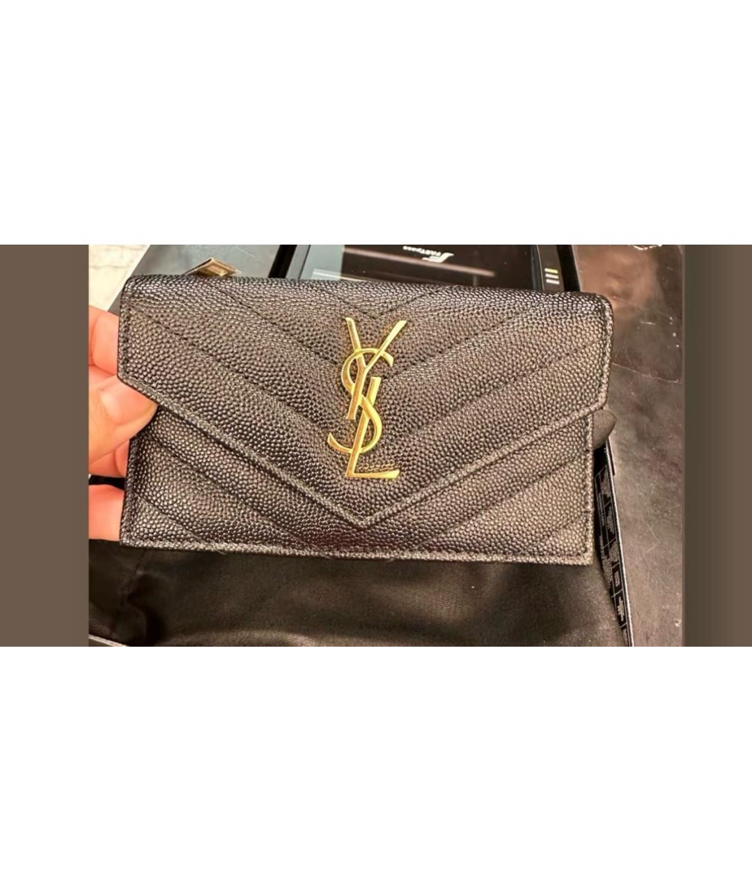 SAINT LAURENT Черный кожаный кошелек, фото 8