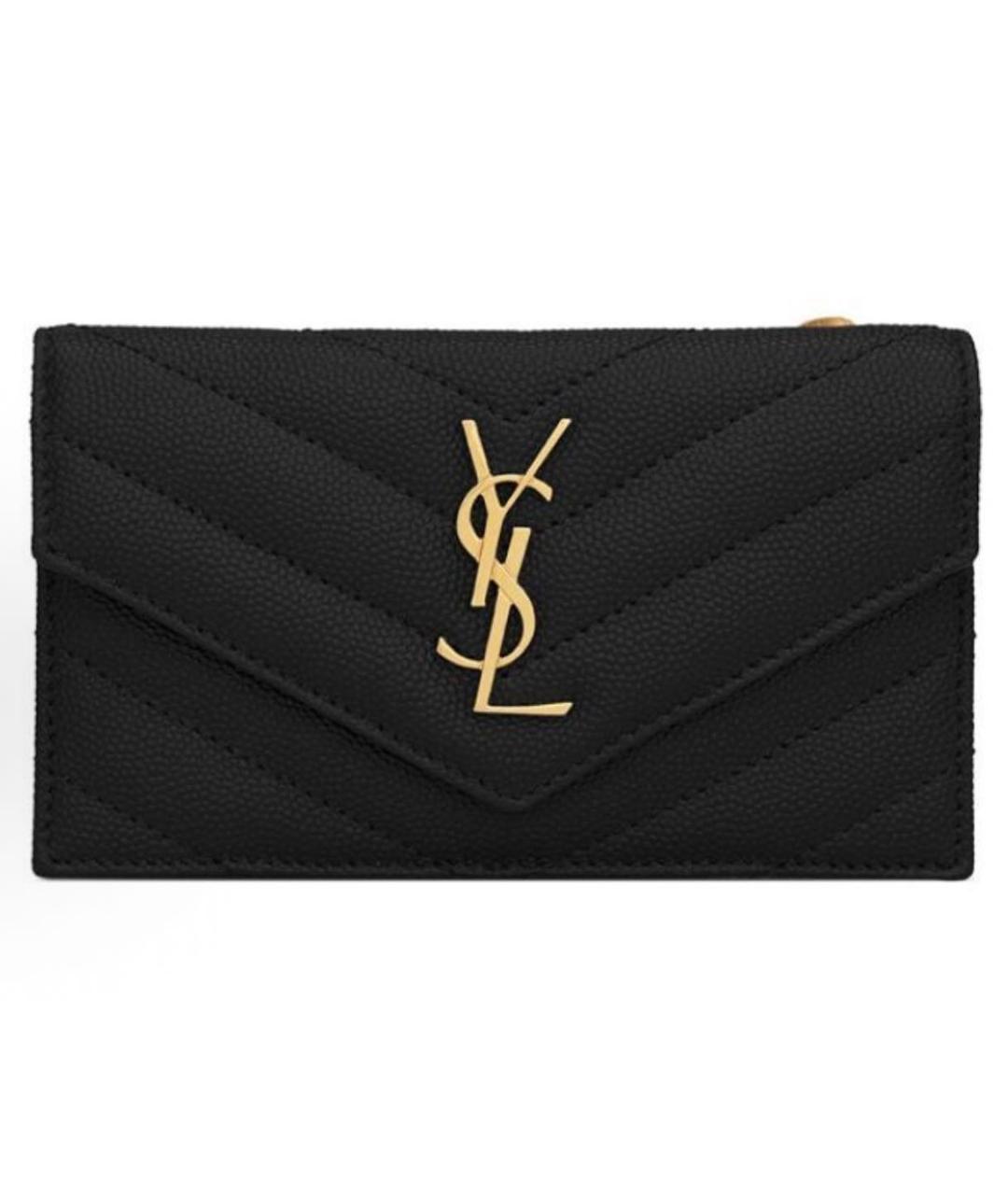 SAINT LAURENT Черный кожаный кошелек, фото 9