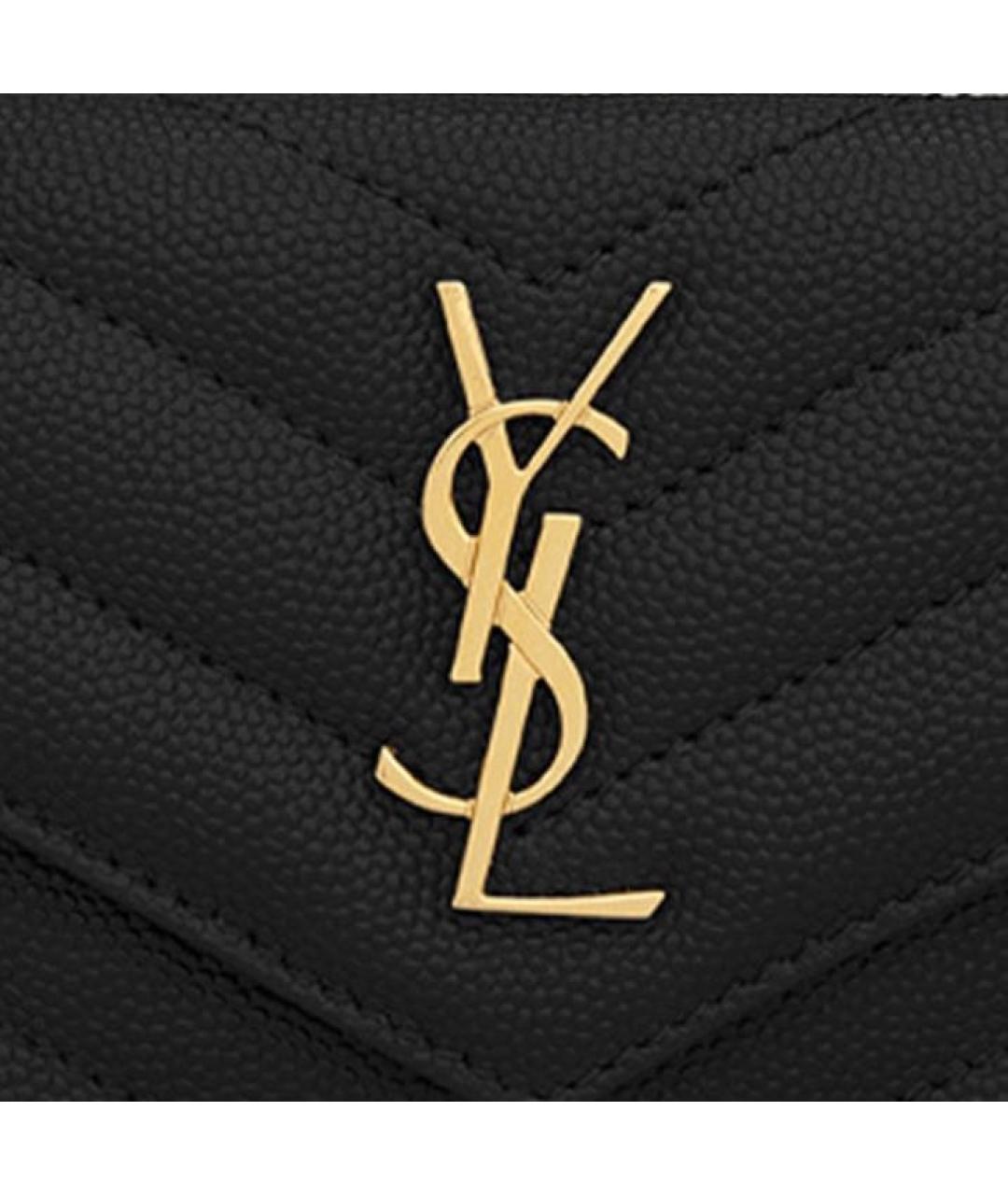 SAINT LAURENT Черный кожаный кошелек, фото 5