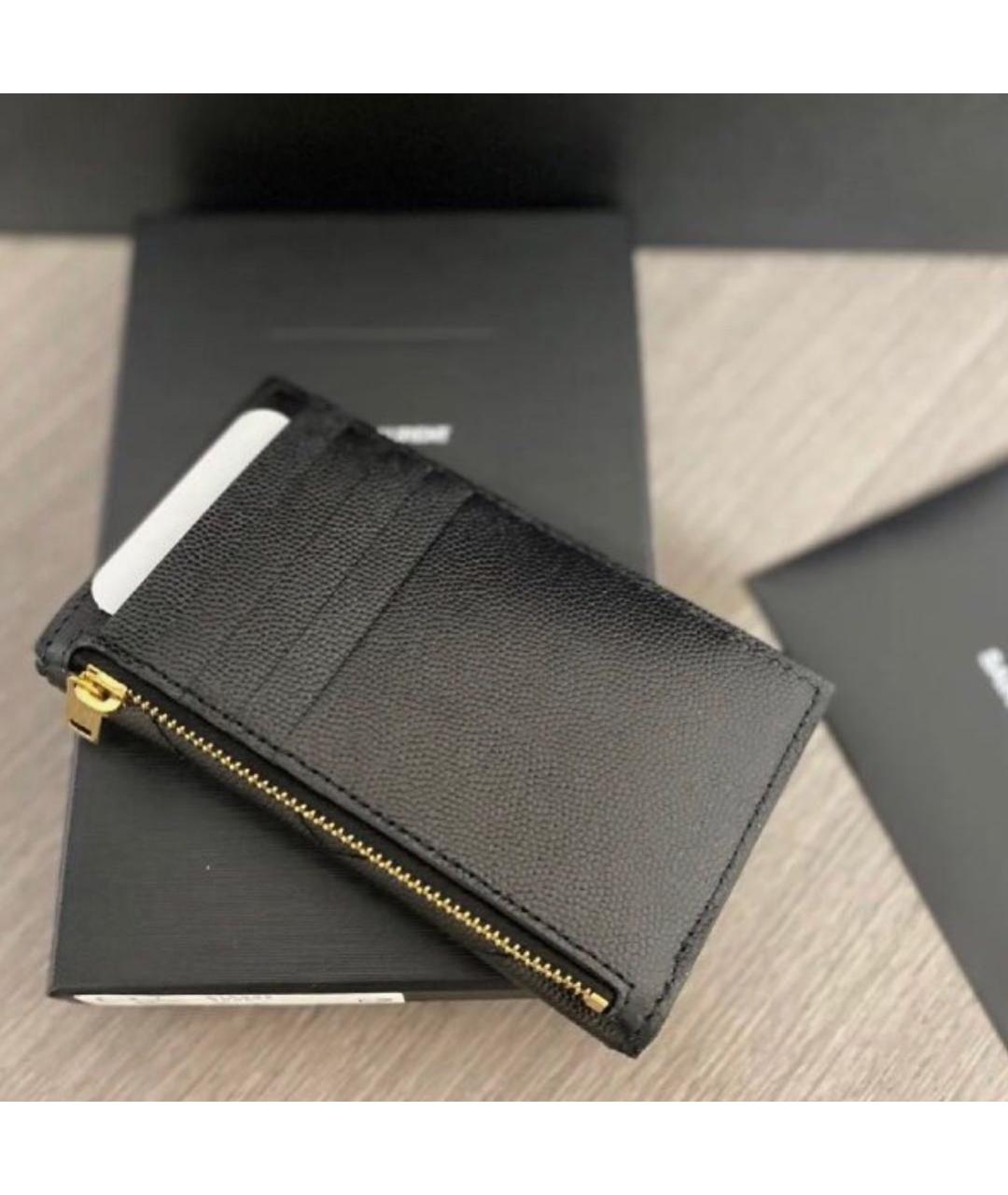 SAINT LAURENT Черный кожаный кошелек, фото 7