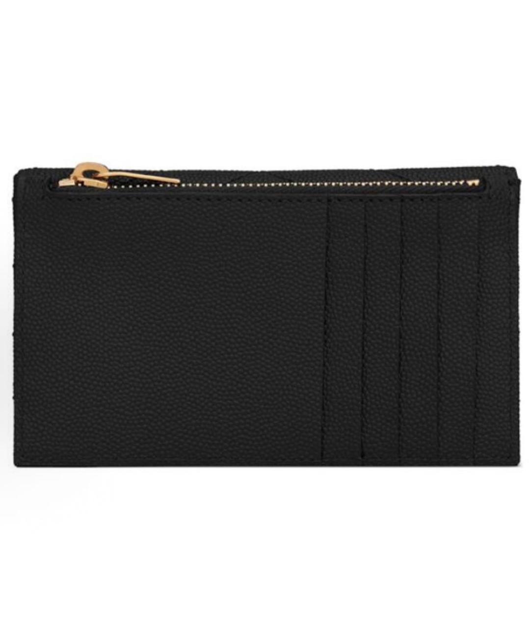 SAINT LAURENT Черный кожаный кошелек, фото 2