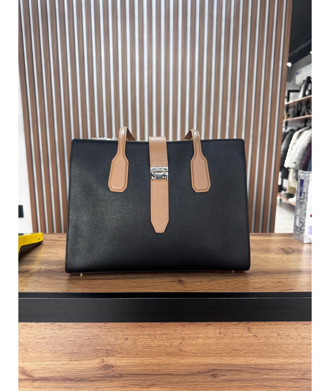 FURLA Черная кожаная сумка тоут, фото 4