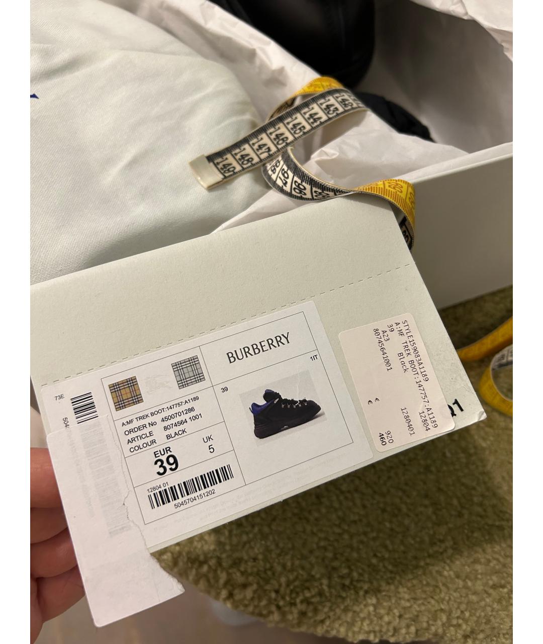 BURBERRY Черные кожаные низкие ботинки, фото 6