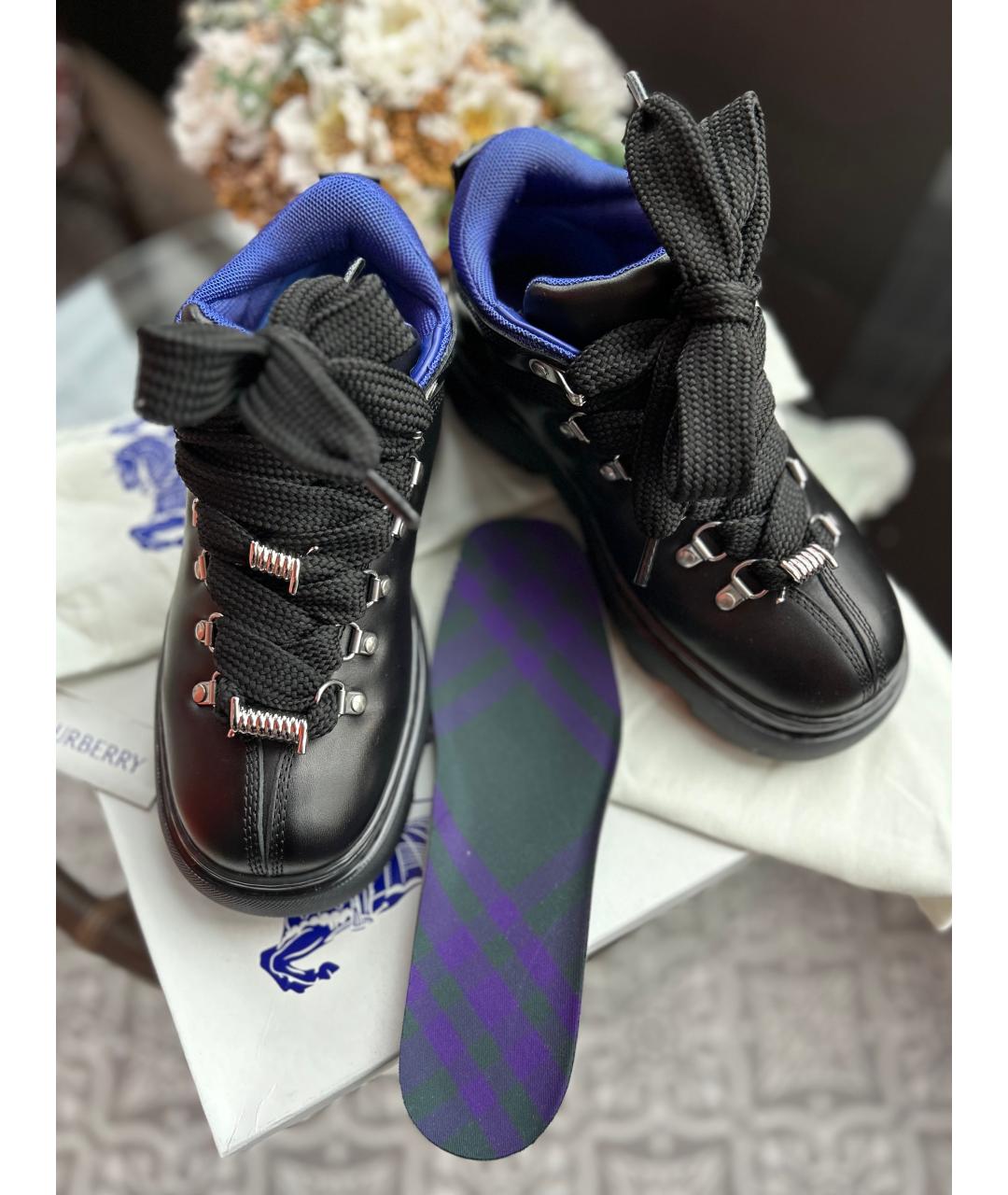 BURBERRY Черные кожаные низкие ботинки, фото 7