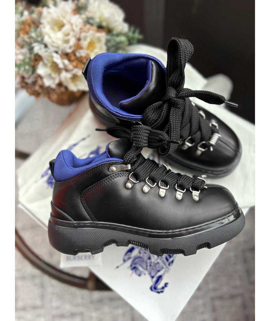 BURBERRY Черные кожаные низкие ботинки, фото 10