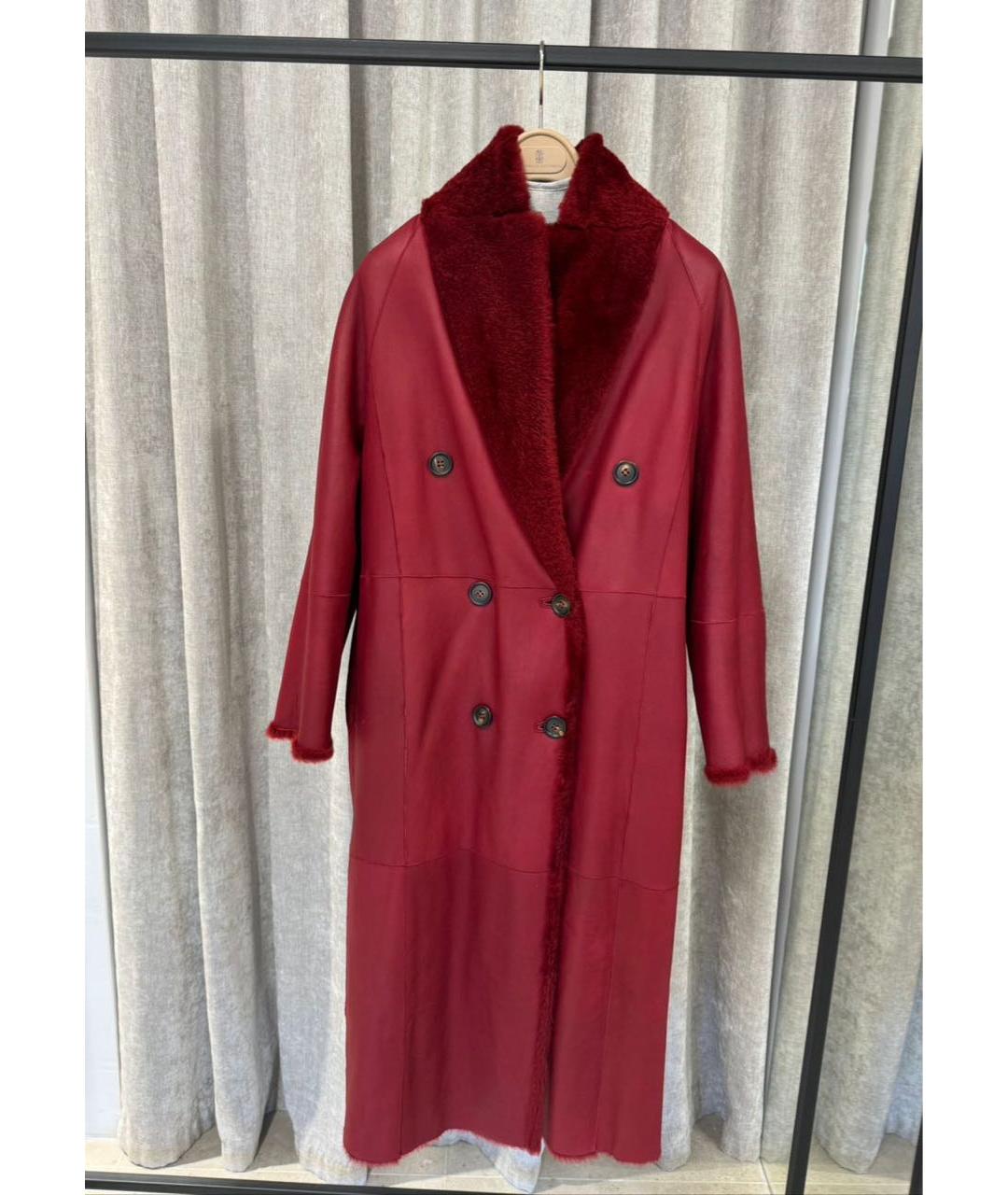 BRUNELLO CUCINELLI Красная меховая дубленка, фото 5