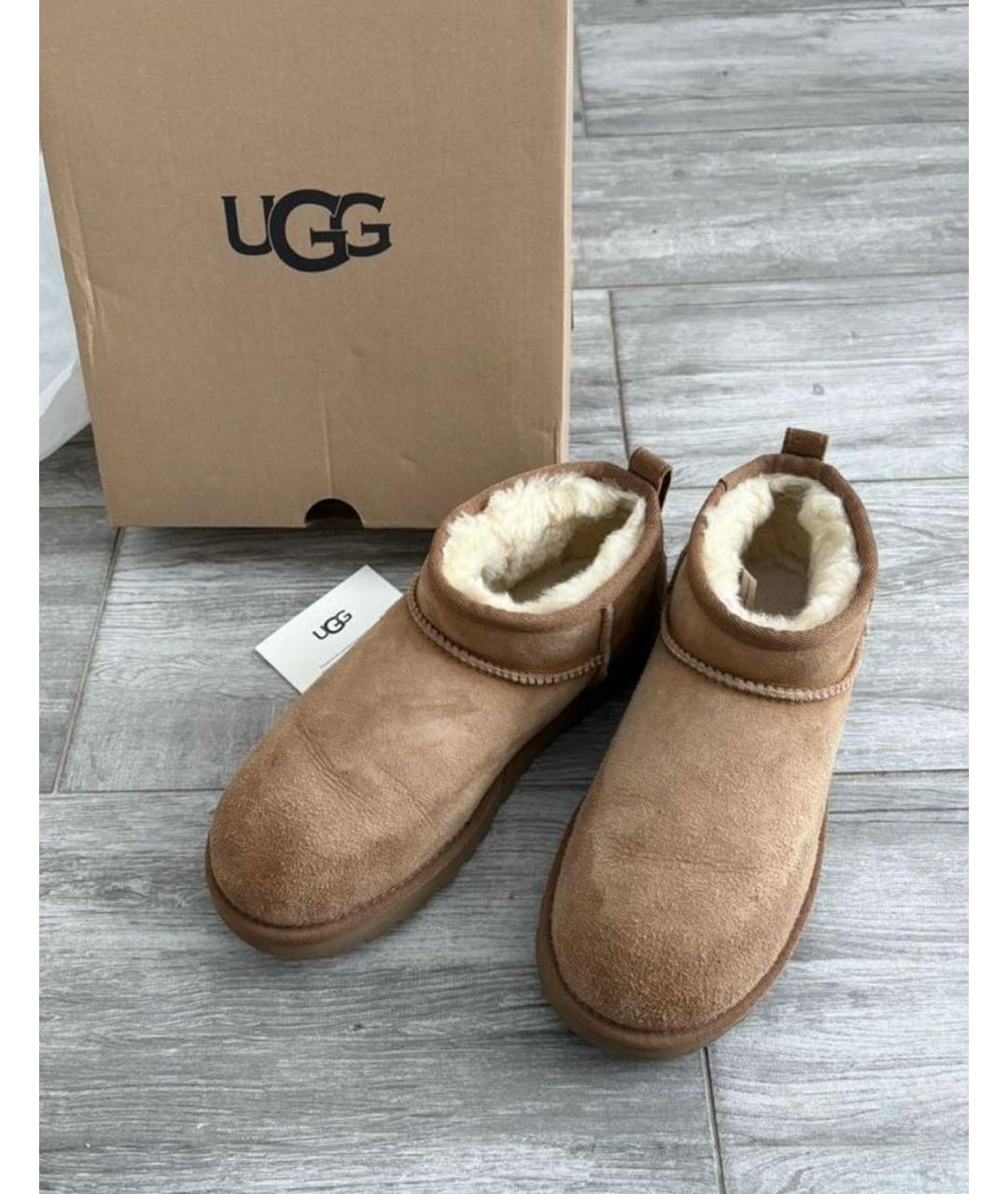 UGG AUSTRALIA Бежевые замшевые ботинки, фото 2