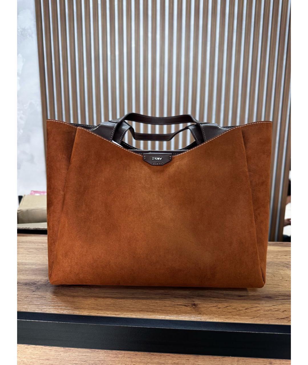 DKNY Коричневая сумка тоут из искусственной кожи, фото 5